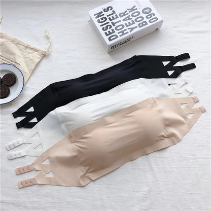 Seamless Strapless Ice Silk Bra - Soft Crop Tube Top Bralette for Women - ZOOMNSTORE