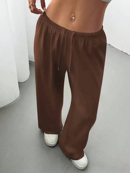 Ladies' Casual Wide Leg Jogging Pants, Drawstring Elastic Waistband, Comfortable Loose Fit, Spring/Summer/Autumn Styles