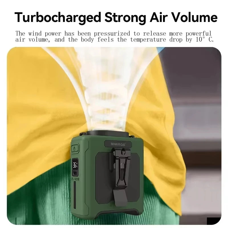 Waist Fan Portable Hanging Neck Fan Ultra-Strong Wind with Phone Charging LED Light For Travel Sports Courier Outdoor Working