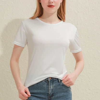 Women's Cotton V-Neck T-Shirt – Slim-Fit Solid Tee (Black/White)