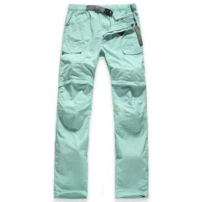 NUONEKO Women's Summer Hiking Pants Women Trekking Sport Quick Dry Thin Cargo Trousers Removable Outdoor Camping Pants Shorts