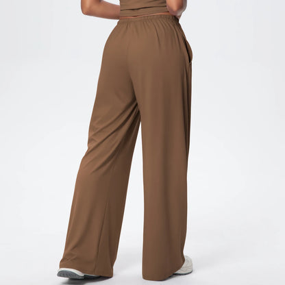 Breathable Solid Color Loose Yoga Pencil Pants Lifting Buttocks Sports Quick Drying Wide Leg Pants With Pockets Gym Yoga Pants