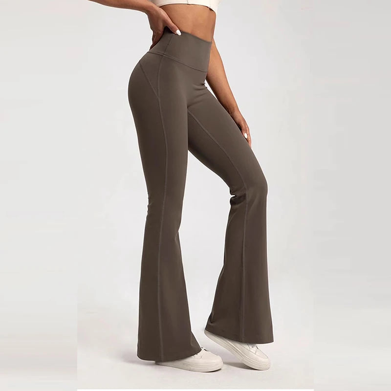 Women's High-Waisted Flared Pants, Elastic Waist, Cinching Hip-Lifting, Casual Yoga Pan for All-Season Exercise and Outdoor Wear