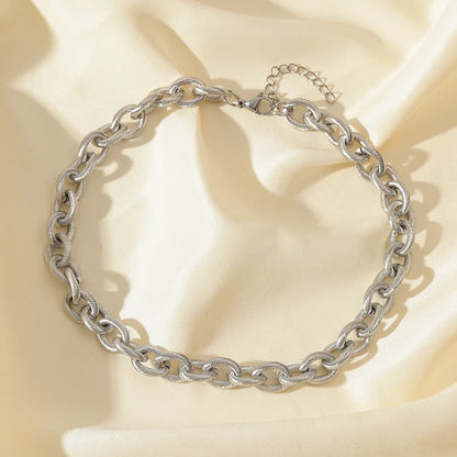EILIECK 316L Stainless Steel Silver Color Thick Link Chain Necklace Bracelet Set For Women Men New Trendy Metal Jewelry Bijoux