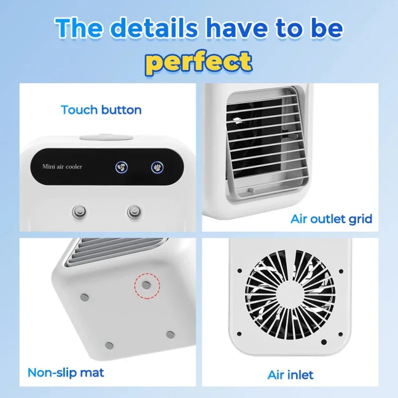 Portable 3-in-1 Air Conditioner Fan, Mini Air Cooler & Humidifier for Home Office