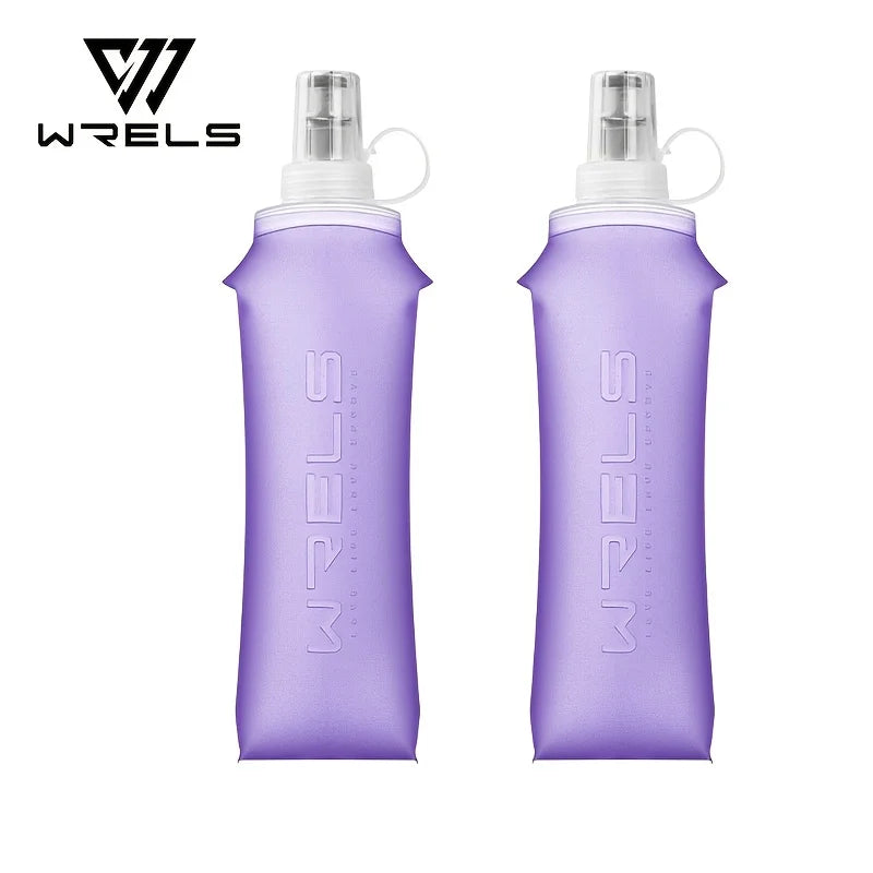 WRELS Soft Water Bottle Collapsible Soft Flask TPU Running Water Bottle Foldable Water Bag BPA-Free Sports Soft Water Flask