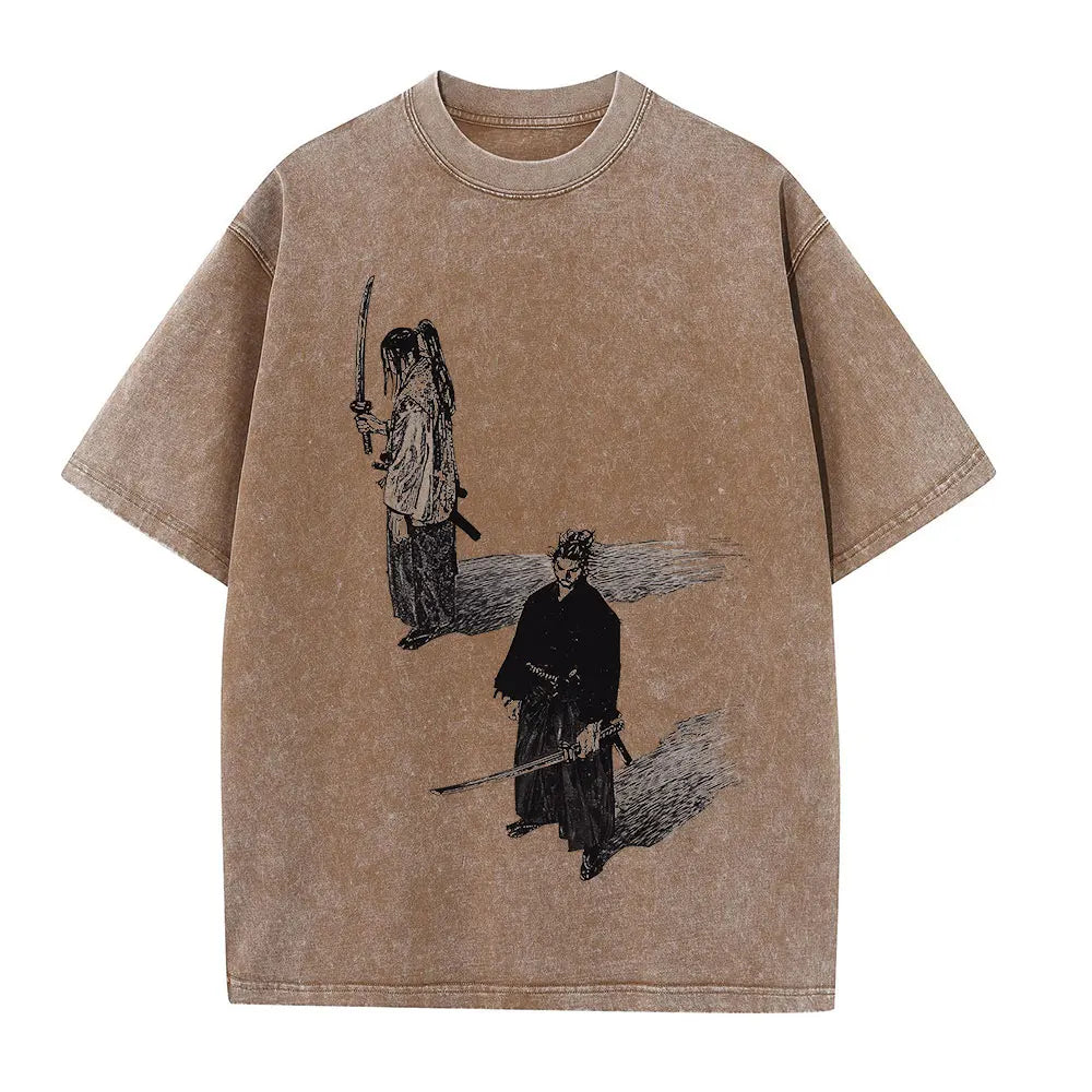 Men Streetwear Tshirt - Vintage Harajuku Anime Graphic Print Black Cotton Tee