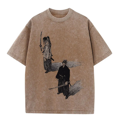 Men Streetwear Tshirt - Vintage Harajuku Anime Graphic Print Black Cotton Tee