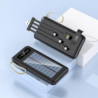 Lenovo Solar Power Bank 50000mAh Large Capacity Mobile Power Fast Charging Battery Dual USB 4 Cables For iPhone Samsung