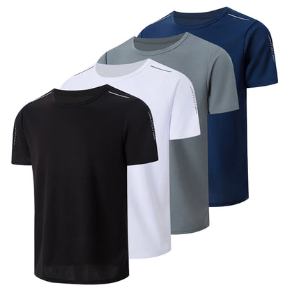 Men's Quick-Dry Sports Shirt – Multicolor Summer Running Badminton Tee with Reflective Strip
