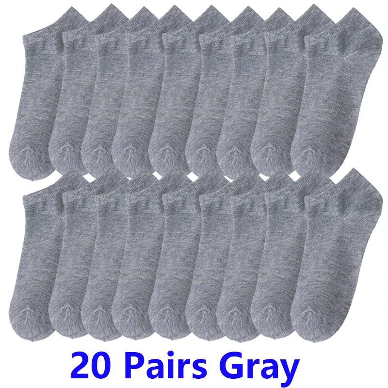 10/20/30 Pairs Men's Ankle Socks Solid Color Breathable Comfy Sweat-absorbing Boat Socks Casual Short Socks
