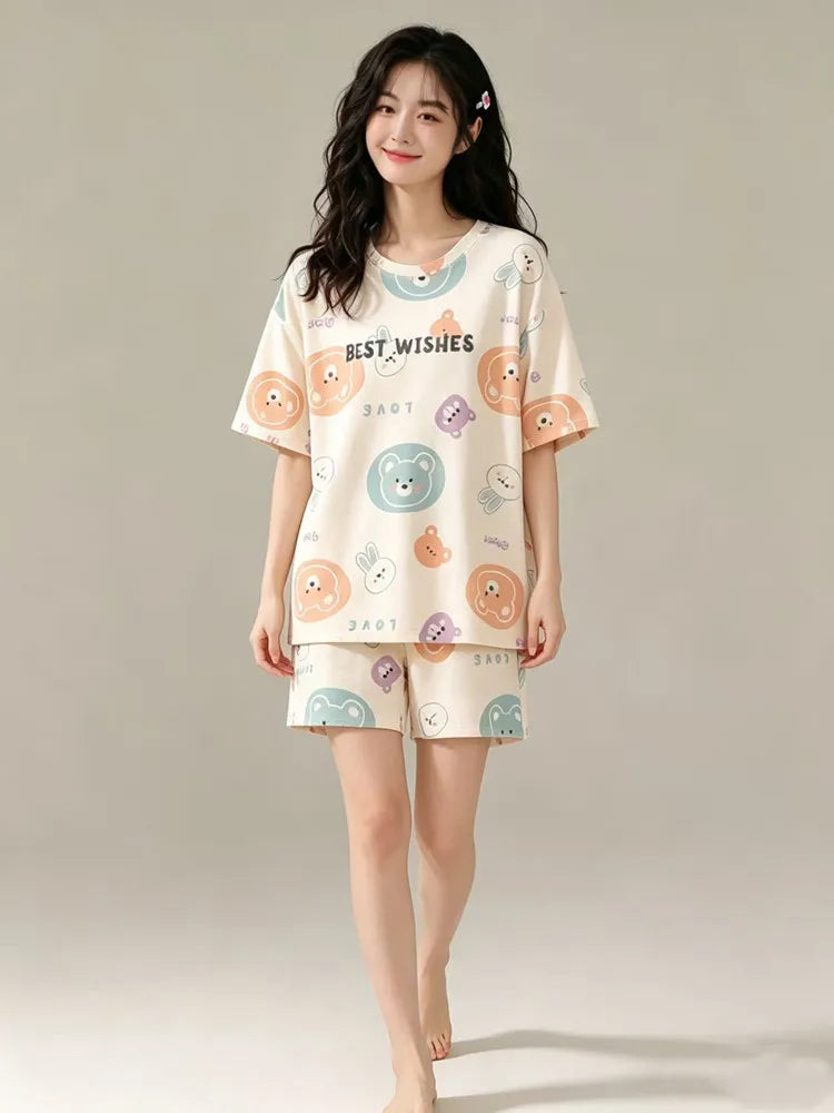 Sleepwear Set Women Short Pajamas for Women Women's Summer Pajamas Pajama Sets Pijama Woman Home Wear Panties Sleep Lounge