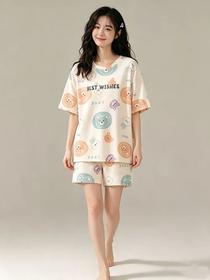 Sleepwear Set Women Short Pajamas for Women Women's Summer Pajamas Pajama Sets Pijama Woman Home Wear Panties Sleep Lounge