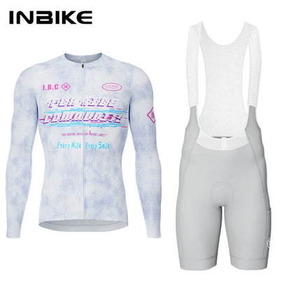 Men's Cycling Jersey Set - Quick Dry Long Sleeve Jersey & Mountain Bike Bib Shorts