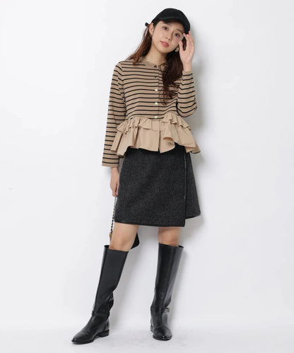 Fashionable Stripe Knitted Sweater Loose Fit Color Block Neckline Long Sleeve Women's Autumn Winter Casual Style Breathable