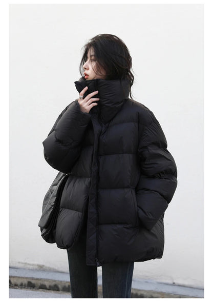 CHIC VEN Women Down Coats Long Sleeve New Soft Solid Lightweight Bread Down Jacket Female Warm Coat Lapel Outerwear Winter 2023