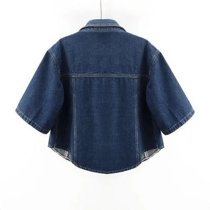 Fashionable New Versatile Short Sleeved Denim Jacket for Women Loose Korean Version Top Small Shawl Cardigan for Outerwear