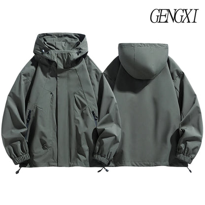 Windproof Waterproof Jacket - Plus Size Workwear Coat With Breathable Zipper Closure