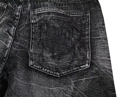 Y2K Retro Oversized Baggy Unisex Mopping Pants Phantom Jeans Men High Street Spider Embroidered Patch Hip Hop Streetwear Gothic
