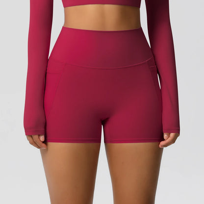 High Waist Workout Shorts – Women Gym Shorts with Pockets, Squat Proof & Quick Drying