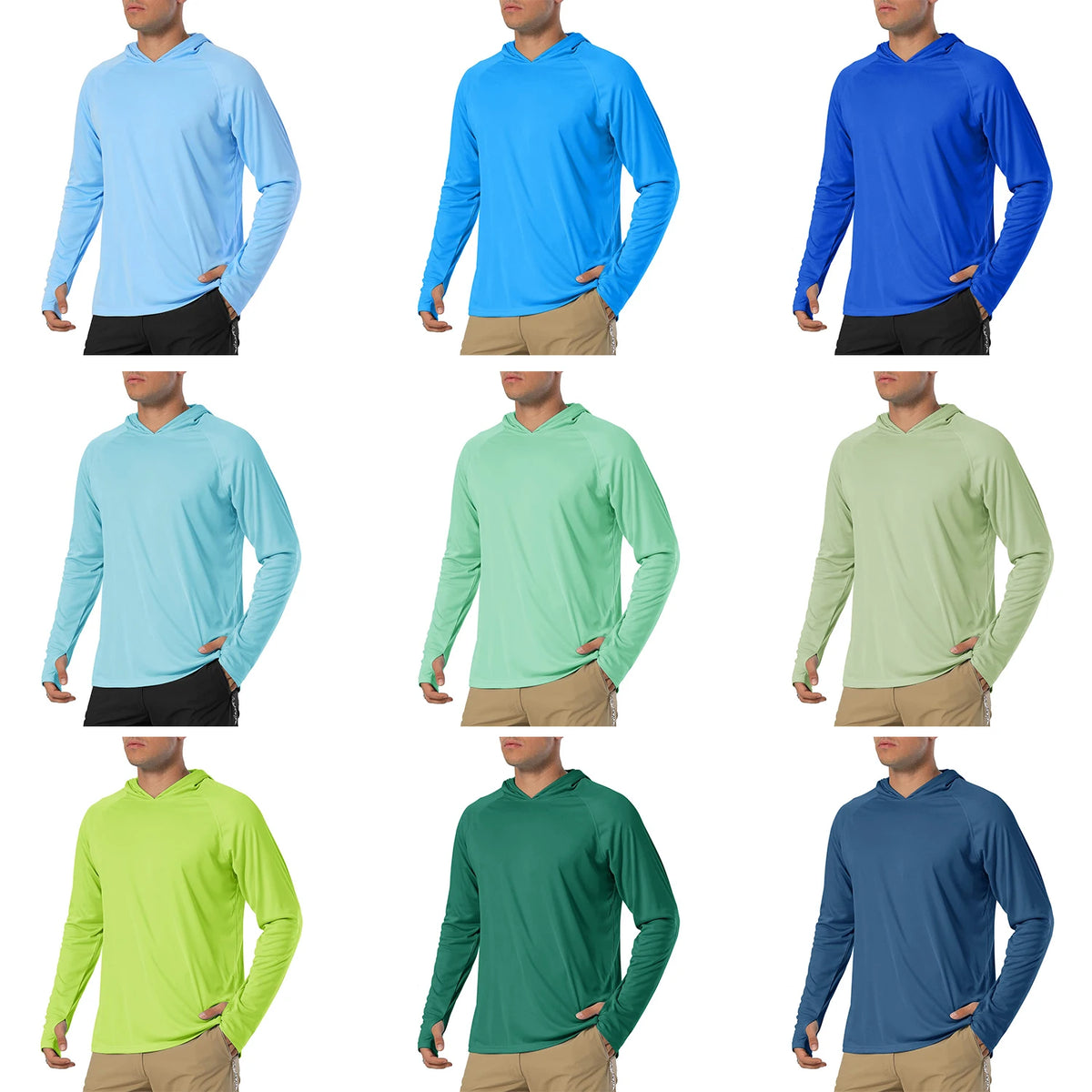 TACVASEN Sun Protection T-Shirts Mens Long Sleeve Hoodie Casual UV-Proof T-Shirts Breathable Lightweight Quick Dry T-Shirts Male