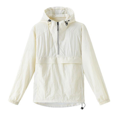 Spring Summer Men Lightweight Anorak Jacket Fashion Man Half Zip Sunscreen Hooded Coats Men UPF50+ Windbreaker Waterproof Jacket