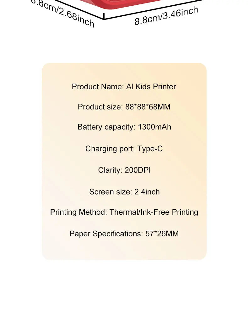 Smart AI Voice Mini Thermal Printer with Display Inkless Portable Sticker Maker 6 Modes for Home Office Study DIY Projects