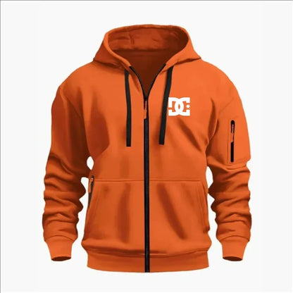 Spring and Autumn Men's Casual Sports Hoodie, Fashionable Arm Pocket Drawstring Hoodie Men's Loose Long-sleeved Shirt Pullover