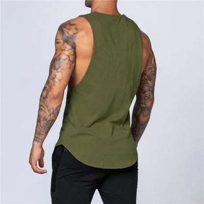 Men Cotton Sleeveless Shirt Casual Gym Tank Top Man Quick Dry Fitness Basketball Vest Bodybuilding Running t-Shirt Man Clothing