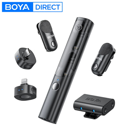 BOYA BOYA Magic Professional Wireless Lapel Microphone Shotgun/Desktop/Handheld Mic for iPhone Android Camera PC Video Recording