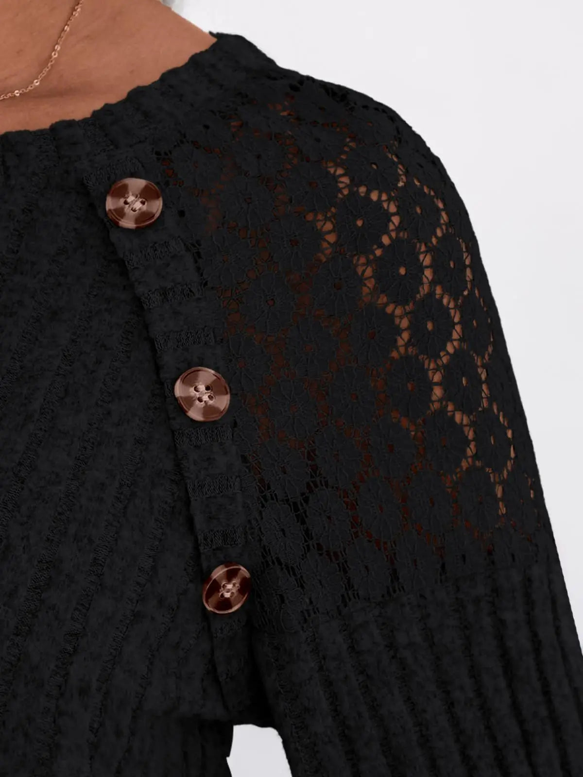 2025 New Autumn Women's Blouses Elegant Fashion Lace Hollow Out Patchwork Button Shirts Loose Casual Long Sleeve Pullover Tops
