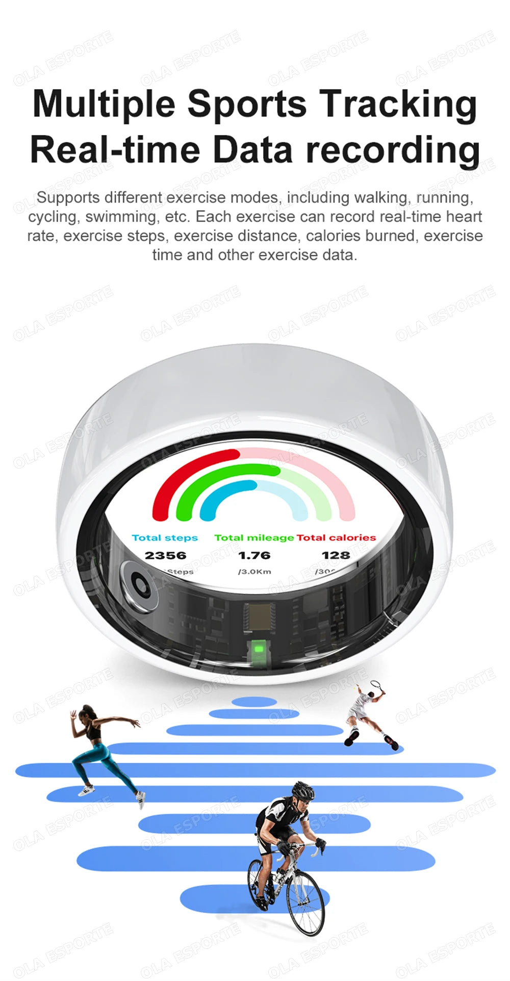 Smart Ring Couple Space Interaction Health and Sleep Monitor Multi Sport Mode Gesture Control 5ATM Waterproof with Charging Case