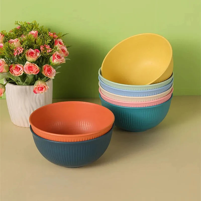 Eco-Friendly Wheat Straw Dinnerware Set - 4pcs Plates Cups Bowls for Home  Outdoor Use