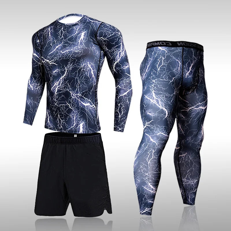 Men's Compression Gym Tights - Muscle Support Workout Pants | Quick Dry Sportswear Set