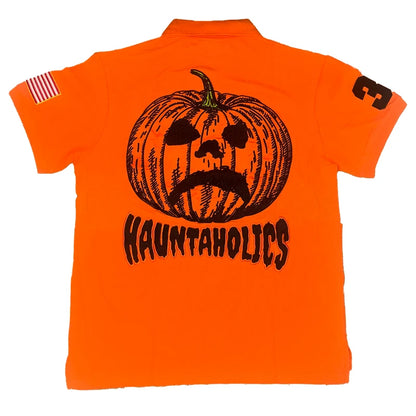 Y2K Haunted Polo Shirt - Halloween Devil Pumpkin Embroidery Gothic Streetwear - ZOOMNSTORE