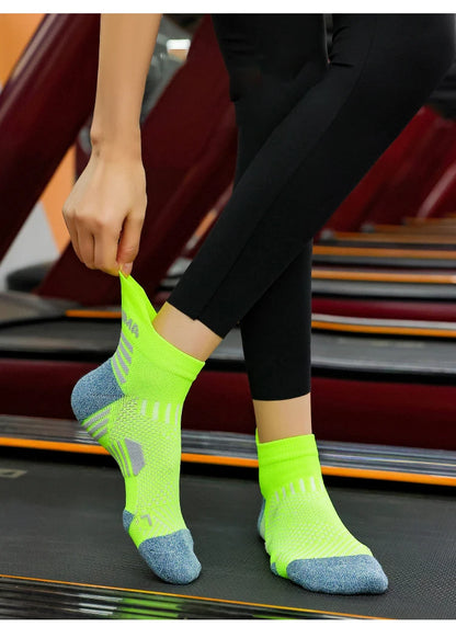 3 Pairs Marathon Socks Men Women Professional Sport Ankle Running Socks Thickened Cushioned Tube Low Cut Fitness Short Sock Mesh