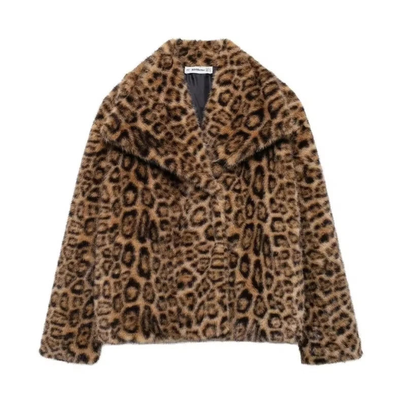 Faux Fur Coat Women’s Winter Jacket – Warm Fluffy Loose Lapel Outerwear