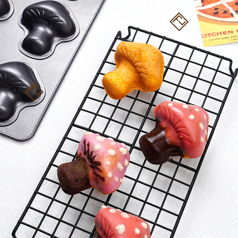 Carbon Steel Cake Pan - 6 Cavity Flower Muffin Mold Non Stick Durable Baking Tray