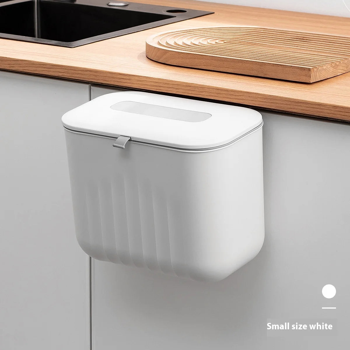 Wall-Mounted Trash Bin with Silicone Handle - Two-Way Opening Lid PP Storage Tube
