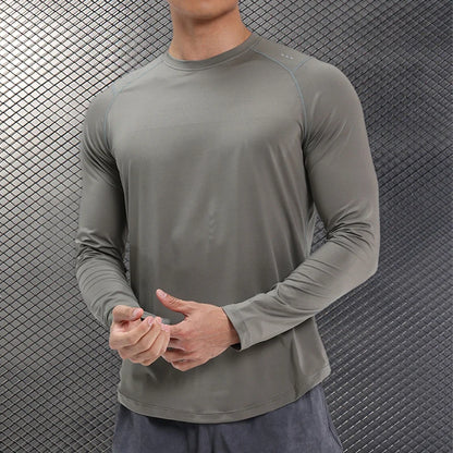 Men Compression Shirt - Long Sleeve Running Gym Top With Moisture Wicking Fabric