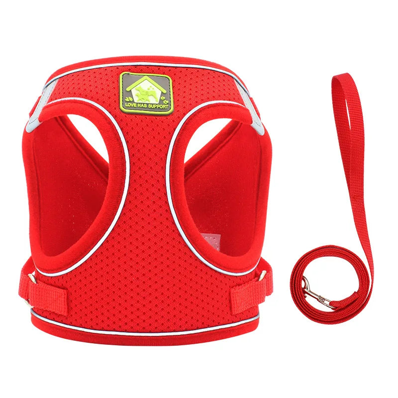 Dog Harness Pet Leash Vest-style Cat Breathable Adjustable Rope Reflective Pet Supplies Small Medium Dog Walking Harness Lead