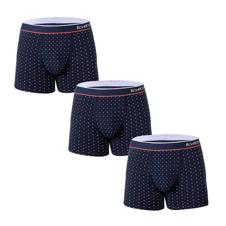 3pcs Print Men's Panties BONITOS Letter Waistband Boxer Briefs Cotton Underwear Mens Boxers Classic Men Underpants