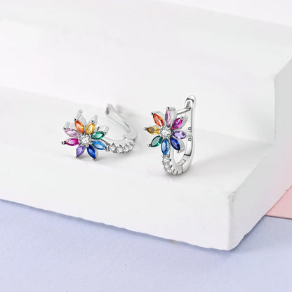 Sterling Silver Hoop Earrings – Zirconium Star Drop Style For Women’s Anniversary Jewelry Gift