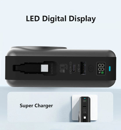 Solid-state Battery Qi2.2 25W Magnetic Wireless Power Bank PD65W Fast Charger for iPhone 17 iWatch Laptop Powerbank with AC Plug