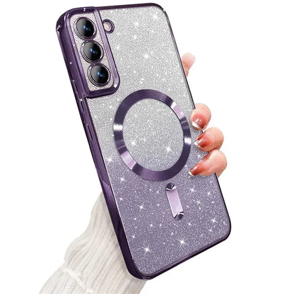 Glitter Magnetic Case For Samsung Galaxy S26 S24 Ultra S23 S22 S21 S25 Plus S20 FE A56 A55 A36 A17 Plating Wireless Bright Cover