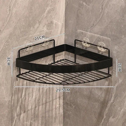 Gold Bathroom Storage Rack - Wall Mounted Non Punching Tripod Shampoo Shelf