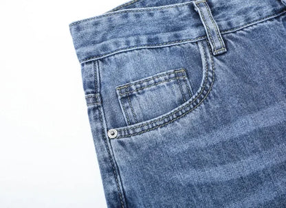 2026 Summer High Quality Brand Cloth Business Casual Men's Lightweight Straight Loose Jeans Classic Retro thin cotton trousers