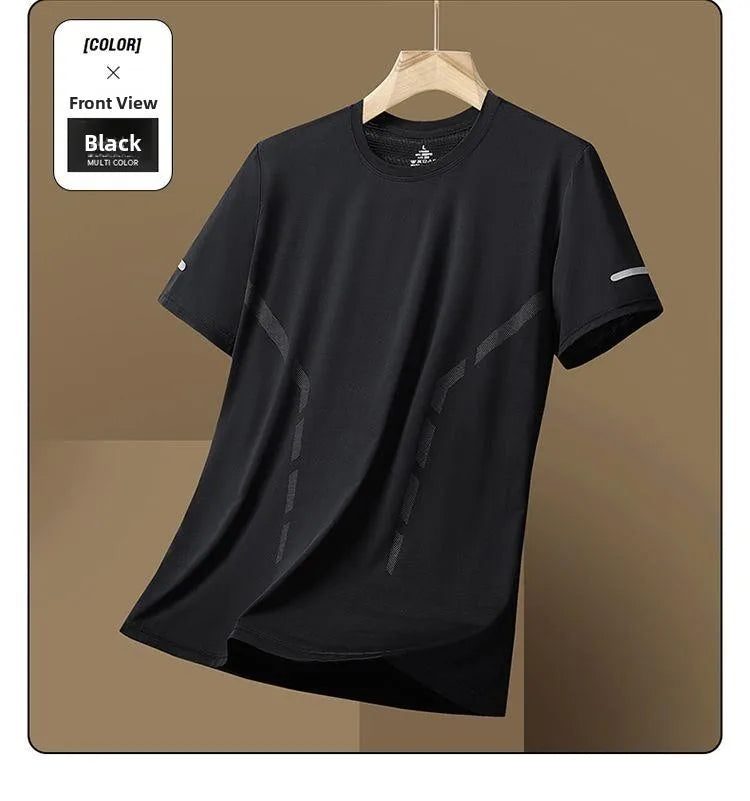 Men's Ice-Silk T-Shirt – Quick-Dry Breathable Round-Neck Tee (Plus Size)