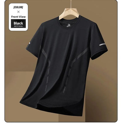 Men's Ice-Silk T-Shirt – Quick-Dry Breathable Round-Neck Tee (Plus Size)