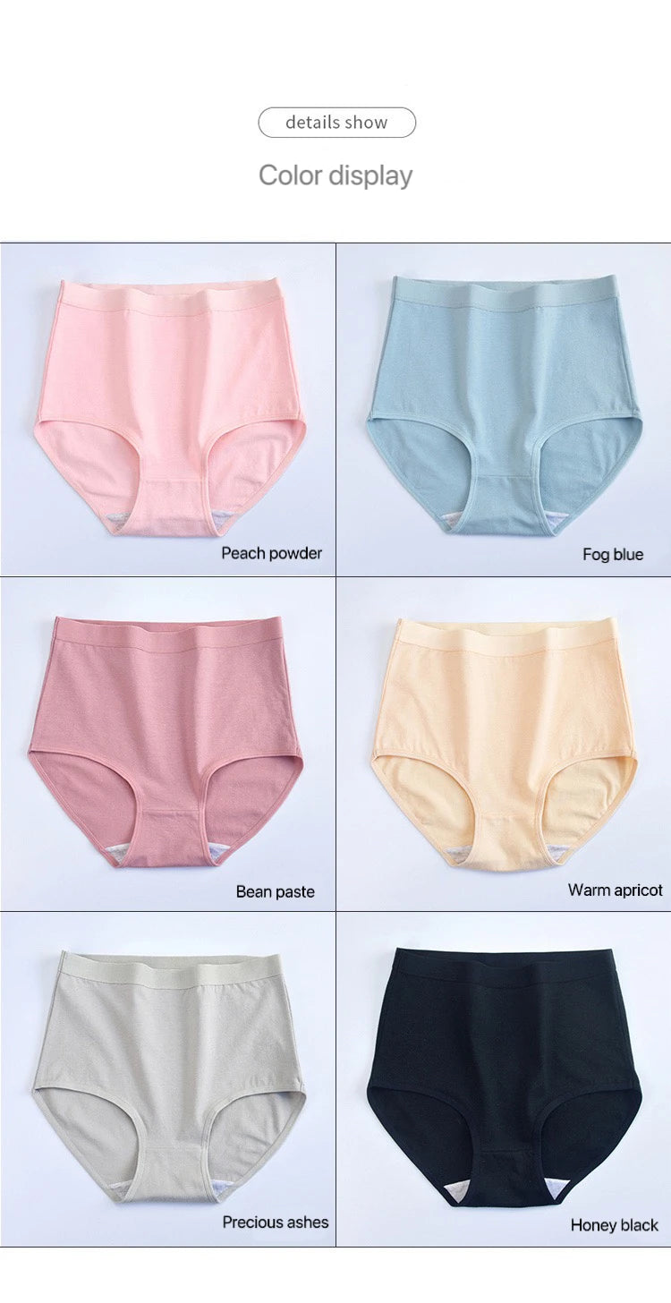 3pcs Cotton Women Panties Lady Plus Size Underwear Large Size High Waist Briefs Breathable Solid Color Female Lingerie
